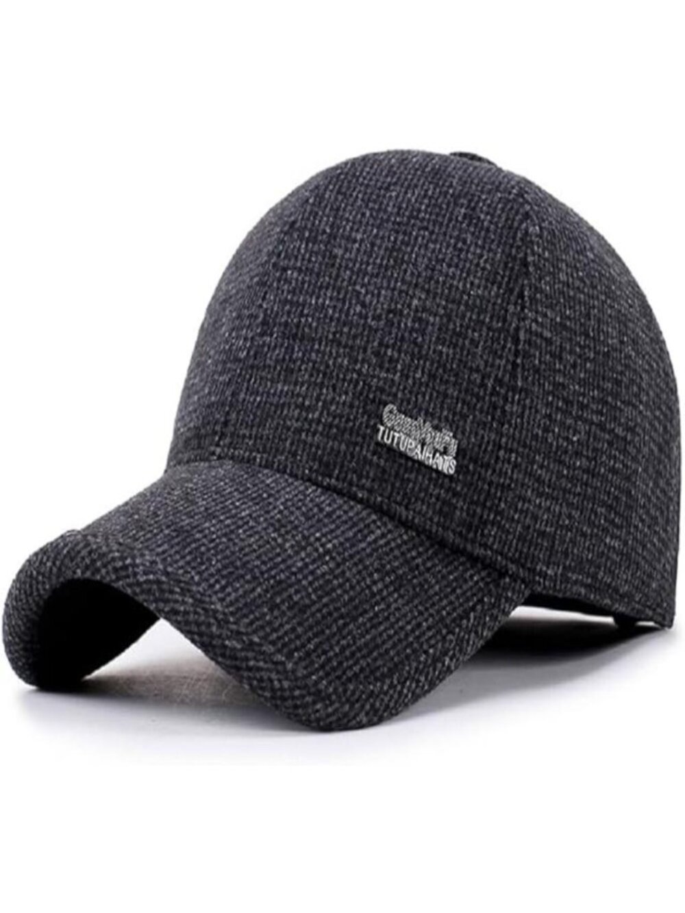 Men's Winter Warm Wool Tweed Peaked  Baseball Cap Hat Fold Earmuffs Warmer